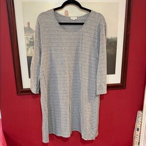 Garnet Hill Gray Striped Midi Dress size XL